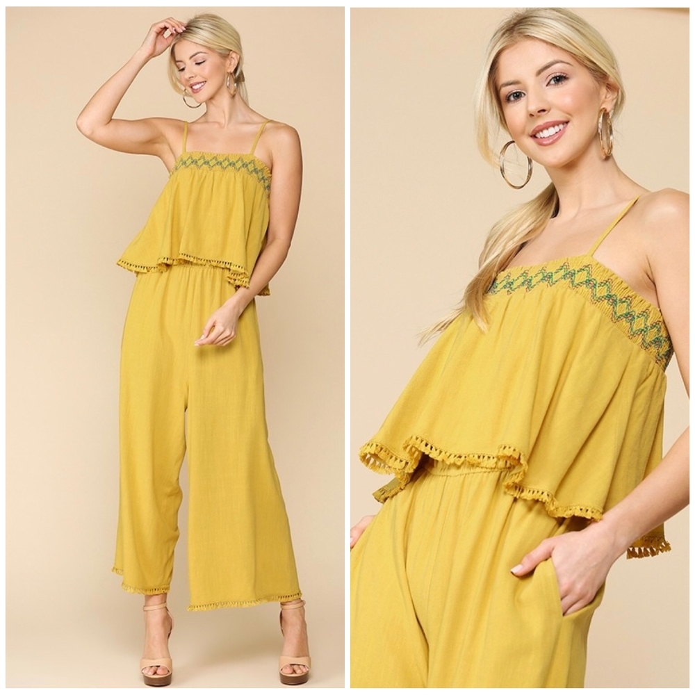 Gorgeous Chic Mustard Wide Leg Jumpsuit